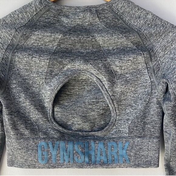 Gymshark Dry Flex Crop Top Gray Logo Gym Shirt - Picture 5 of 7